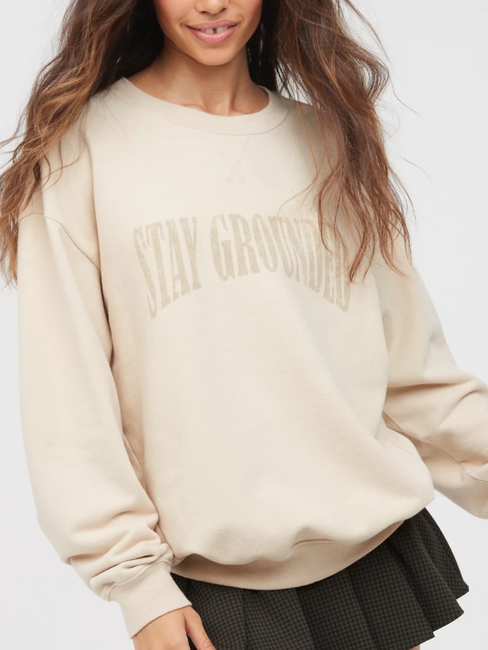 Stay Grounded Cream Graphic Sweatshirt